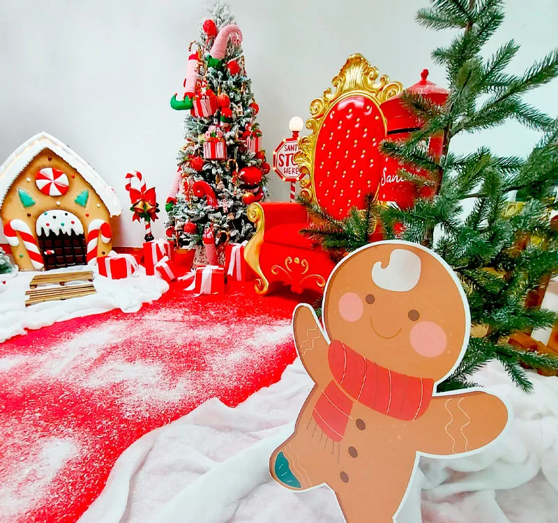 Cenário de Natal com boneco de gengibre